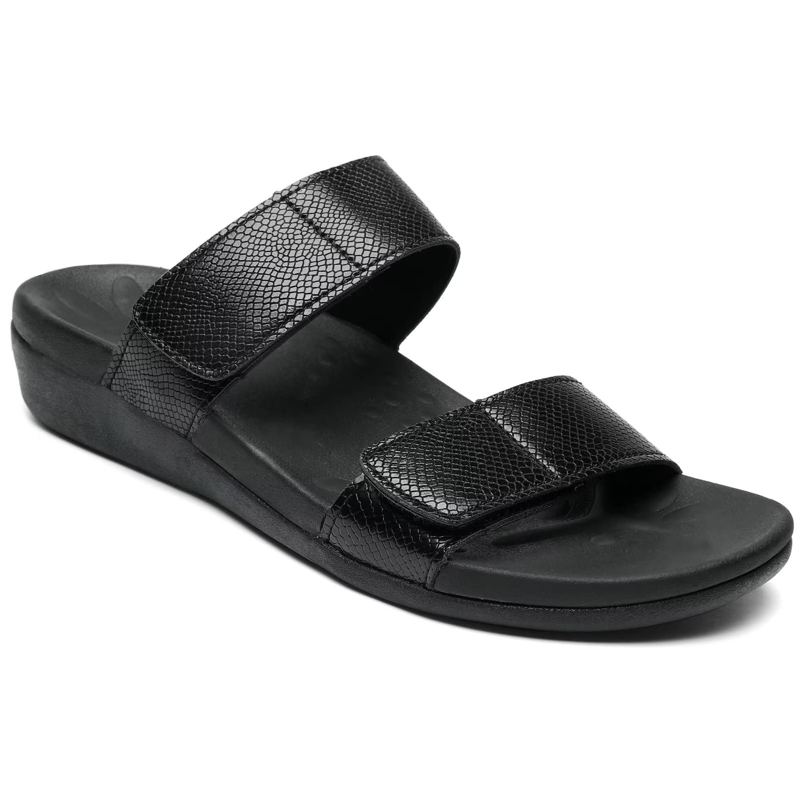 Size 36, MEGNYA Comfortable Plantar Fasciitis Slide for Women, Heel and Foot Pain Relief Walking Arch Support Sandals for Flat Feet size black