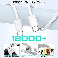 Vista 4 de Adaptador de enchufe de viaje europeo de 20 W, 2 puertos USBC y 2 puertos USBA, cable tejido USB C a USB C de carga rápida de 60 W, enchufe