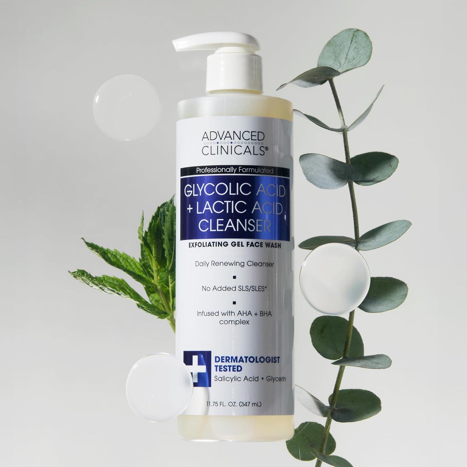 Advanced Clinicals Glycolic Acid Exfoliating Face Wash For Women & Men | Lactic Acid & Salicylic Acid Facial Cleanser | Glycerin Gel Gleanser Helps Gently Exfoliate & Cleanse Dirt & Oil, 11.75 Fl Oz - Image 5