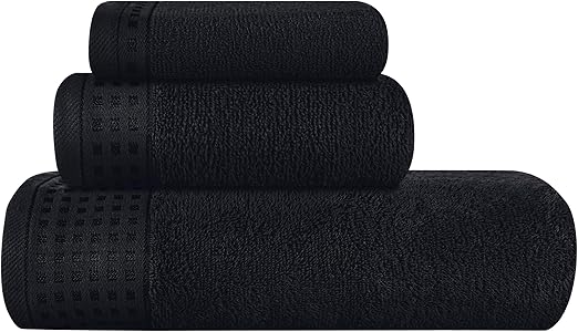 GLAMBURG Ultra Soft 3 Pack Cotton Towel Set, Contains a Bath Towel 28x55 inch, a Hand Towel 16x24 inch & a Wash Coth 12x12 inch