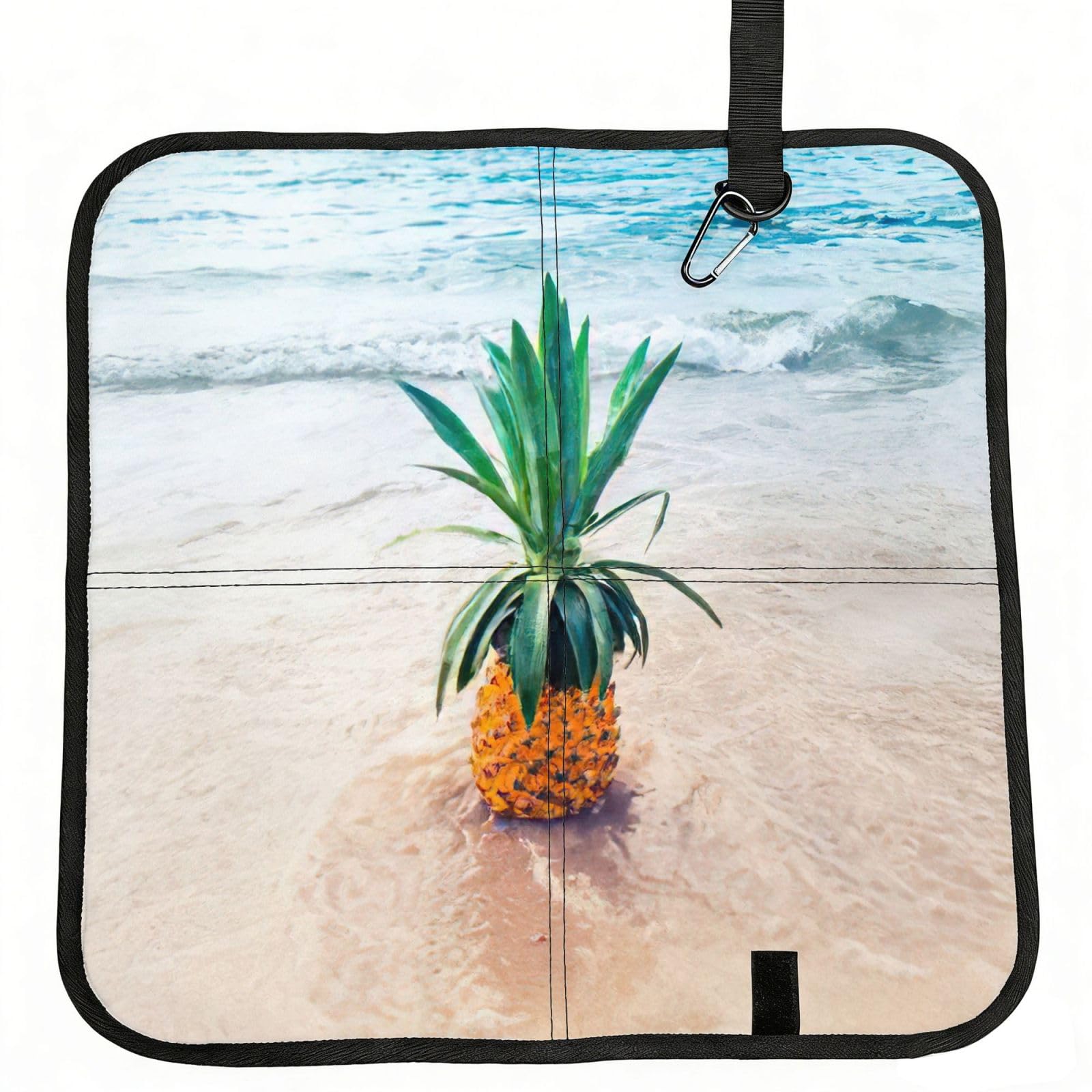 bghdfa Pineapple By The Sea Print Outdoor Sitting Mat Waterproof Oxford Cloth Seat Cushion Folding Foam Camping Seat For Picnic