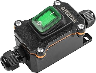 Inline Cord Switch Waterproof Switch DPST AC/DC 20A-125V,16A-250V,30A-24V,35A-12V, IP66 Green Open Double Hole Waterproof Box Two-Side Entry and Exit Line KCD4