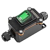 QTEATAK Inline Cord Switch Waterproof Switch DPST AC/DC 20A-125V,16A-250V,30A-24V,35A-12V, IP66 Green Open Double Hole Waterproof Box Two-Side Entry and Exit Line KCD4