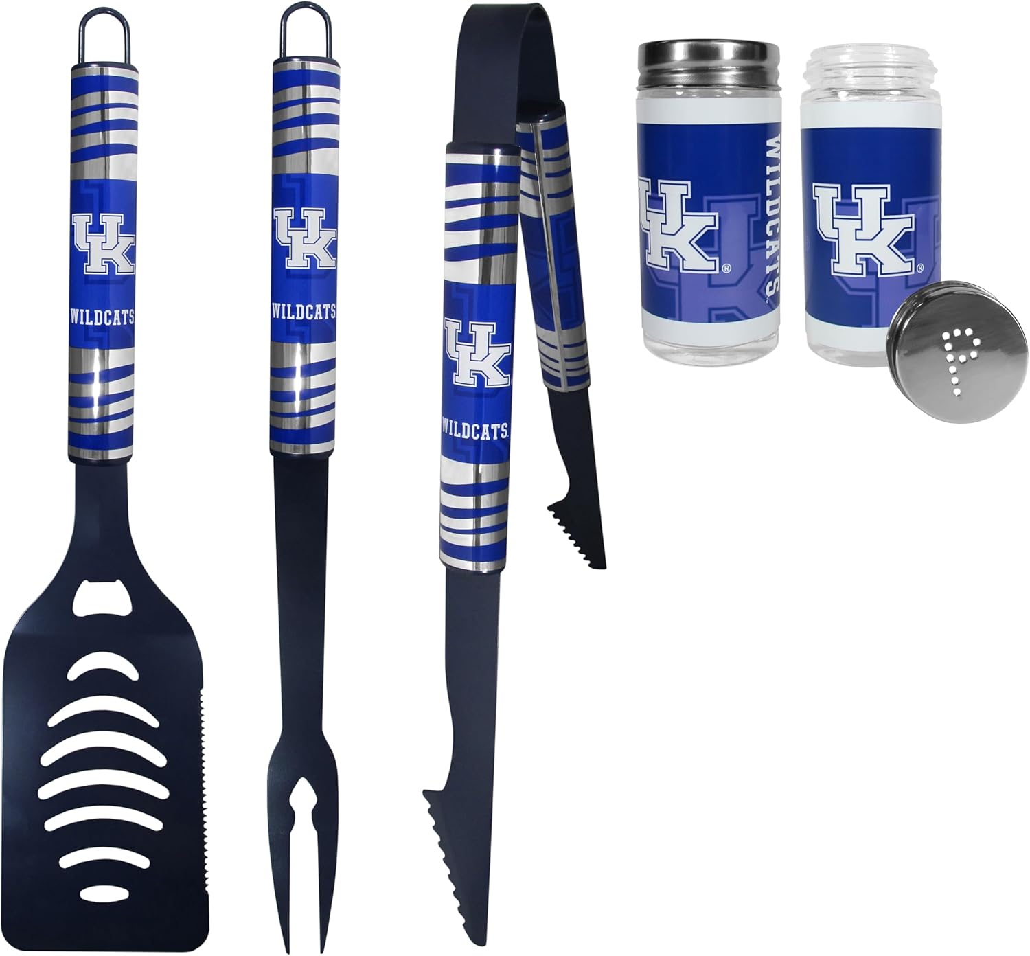 Siskiyou Sports NCAA Kentucky Wildcats 3pc Color BBQ Tools w/Salt & Pepper Shakers, One Size, Team Colors