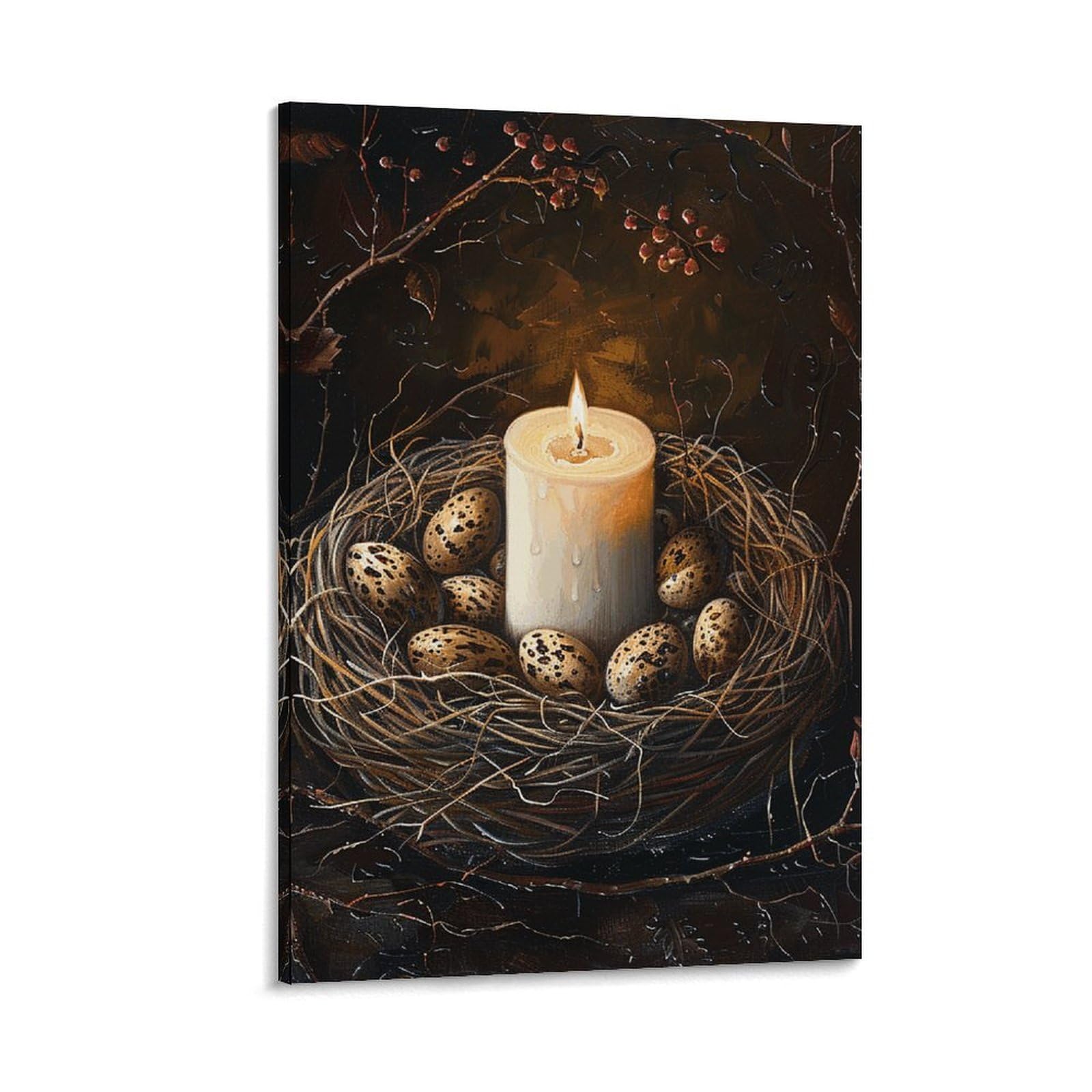 Canvas Wall Art for Living Room 16"x24" Modern Artwork Painting Pictures Hanging Canvas Prints Candles And Eggs Aesthetic Wall Art for Bedroom Bathroom Office Wall Art Print Decor Candles And Eggs Ca