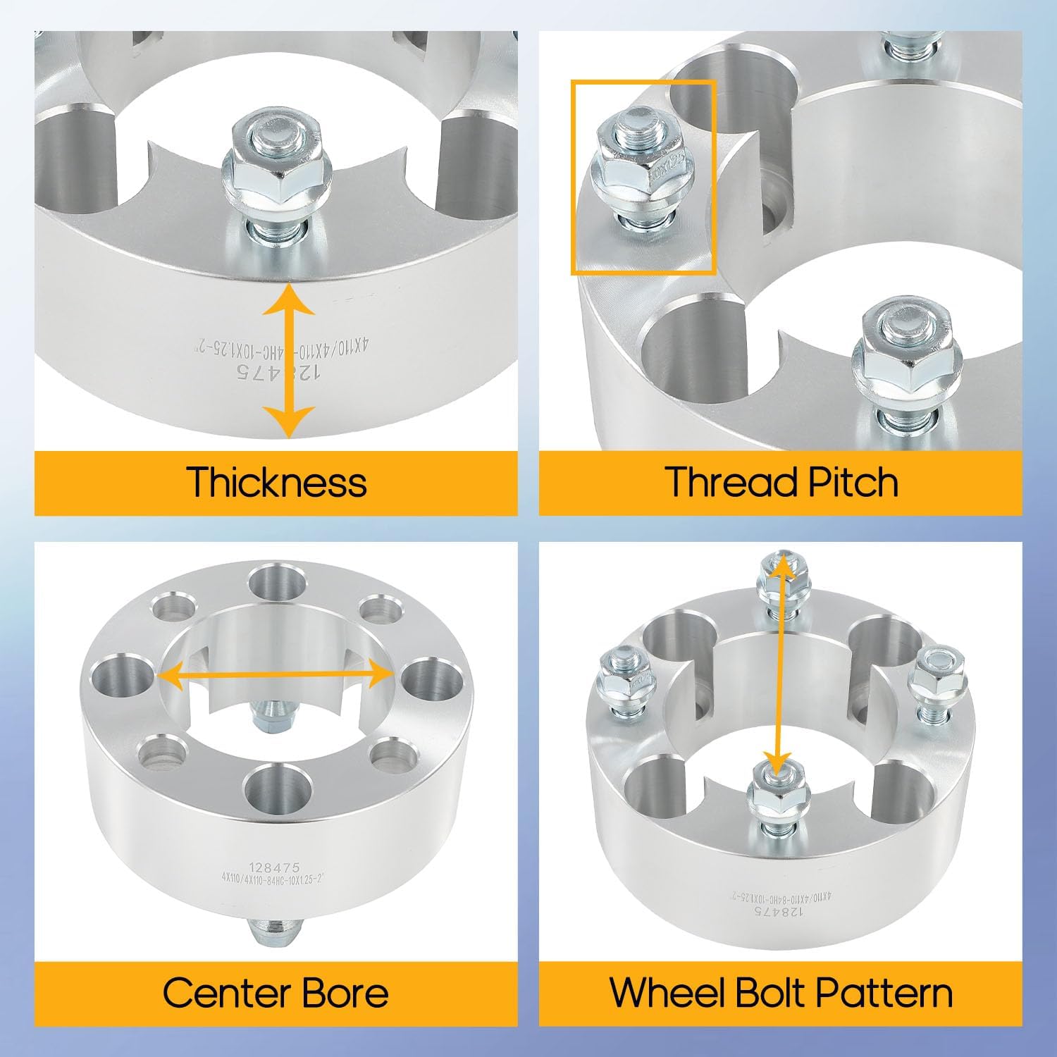 OCPTY 2PCS 4x110 to 4x110 Wheel Spacers 2 inch 10x1.25 Studs 84mm Hub Bore Forged Wheel Spacers Lug fit for 250 2x4 for 250 4x4 for 300 2x4 for 300 4x4 for 300 4x4 MRP