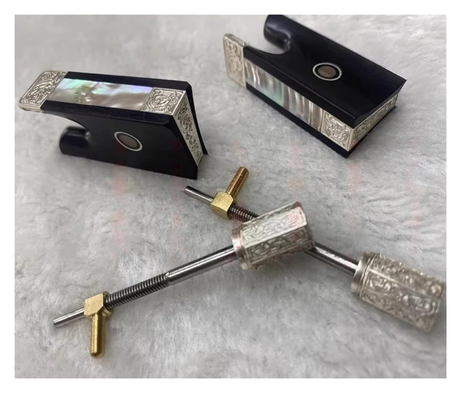 Ebenholz Silber Violine Bratschenstimmen 4/4 | Silberne geschnitzte Ebenholzteile passen for 4/4 Violinen und Bratschen
