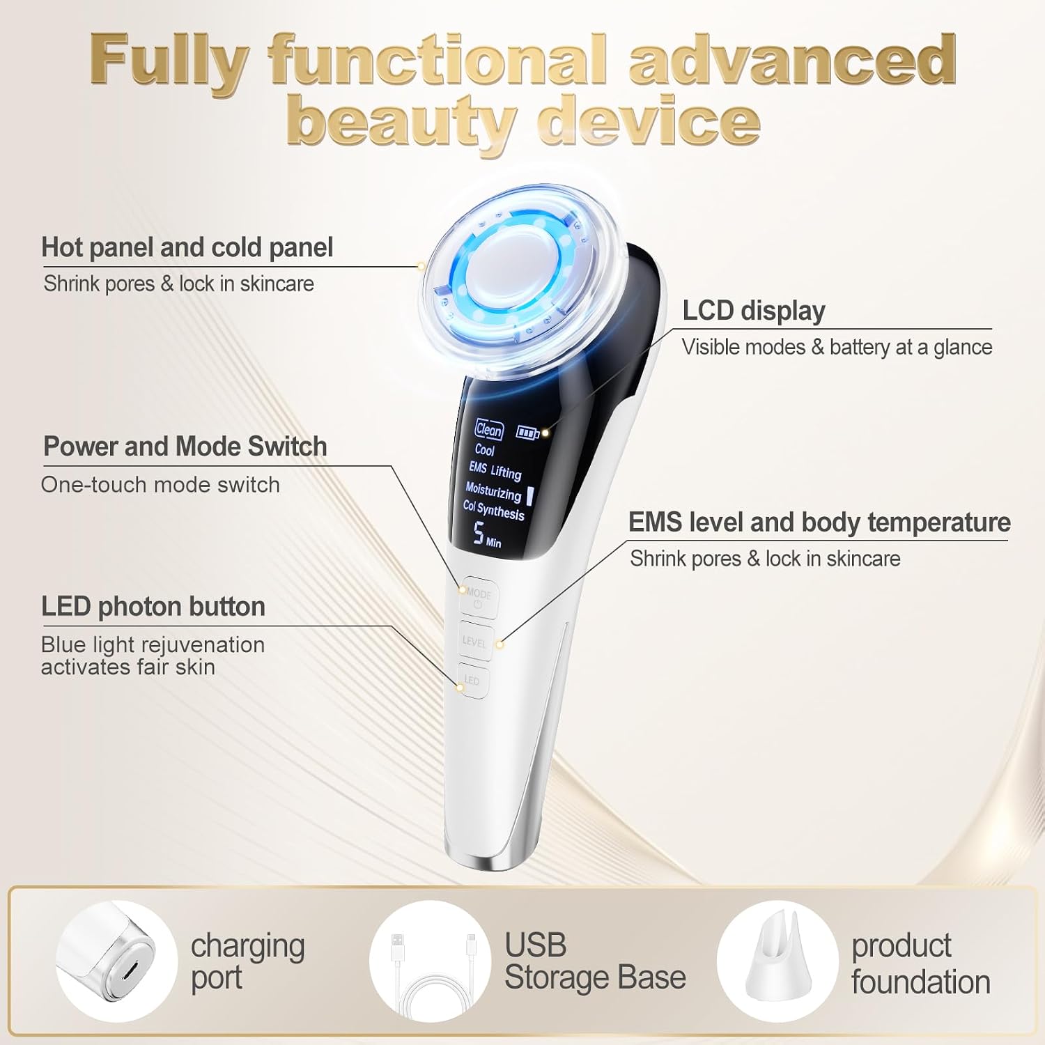Micro-Current Facial Beauty Device(AM-810B) is Intended for the Treatment of Facial Wrinkles, and mild to Moderate inflammatory Acne.