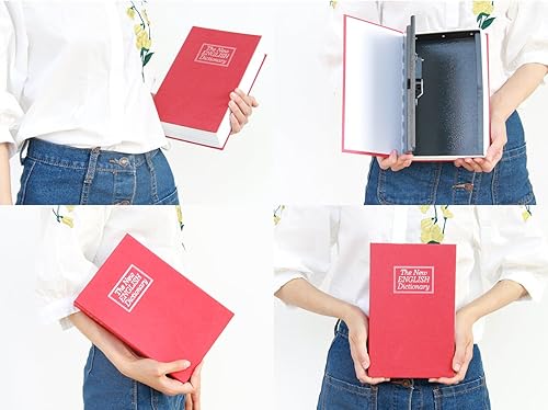 Miniatura 9 de Caja fuerte en forma de libro con cerradura de combinación - Jssmst Caja de seguridad de metal con camuflaje de diccionario para oficina en casa,