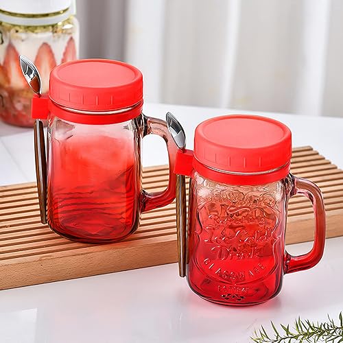 Miniatura 2 de auons Recipientes de avena con tapas y cuchara, 2 tarros de avena de vidrio durante la noche, recipiente hermético de gran capacidad de 16 onzas