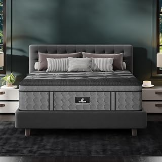 Suayea King Size 14 Inch Hybrid Mattress in a Box - Cooling Memory Foam, Pocket Springs, Pressure Relief, Fiberglass-Free, CertiPUR-US