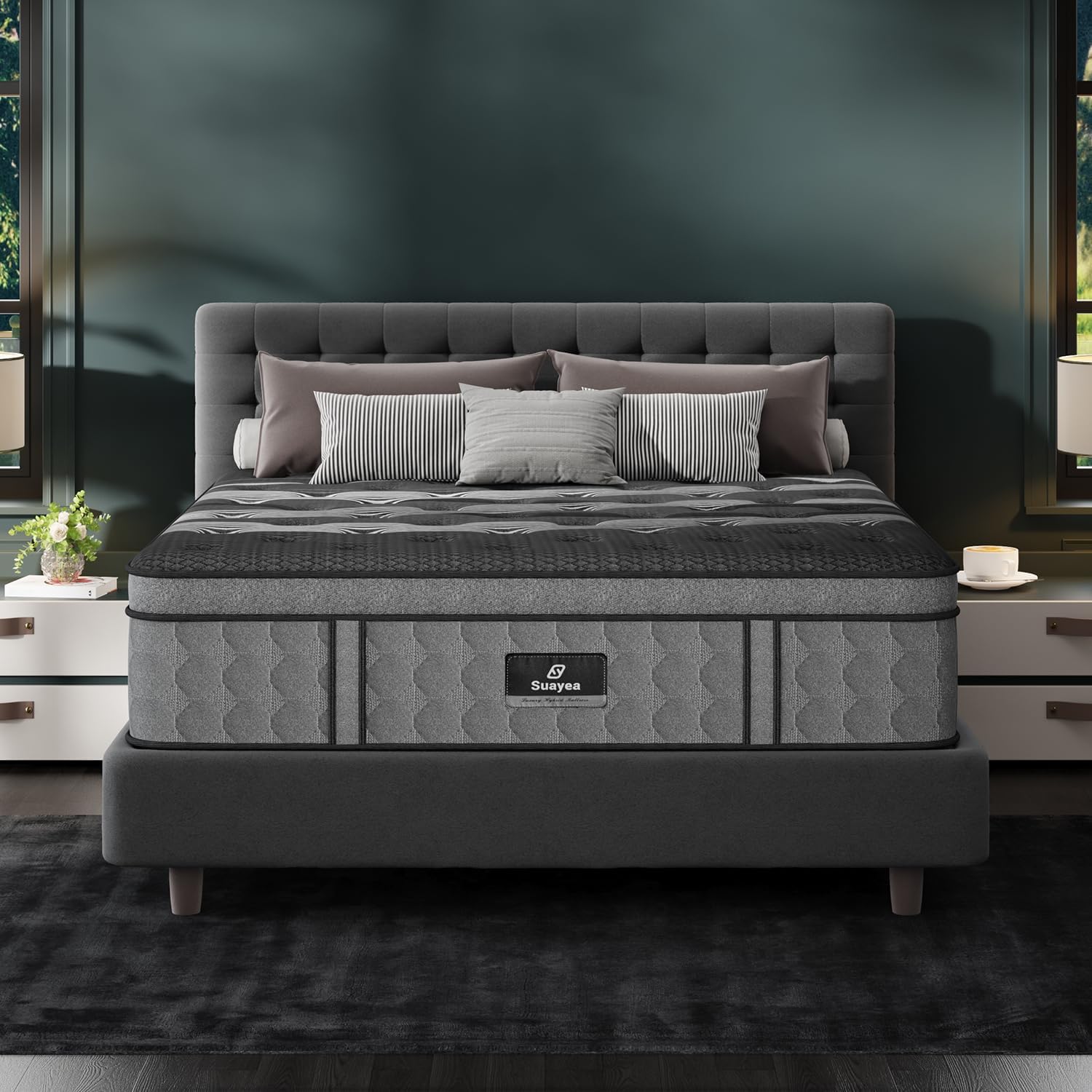 Twin XL Mattress, 12 Inch Luxury Hybrid XL Twin Mattress in a Box with Cooling Gel Memory Foam & 7-Zone Pocket Coils, Back Pain Relief, Fiberglass Free, Medium Feel, Motion Isolation, 365-Night Trial