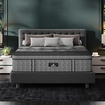King Size Mattress, 16 Inch Hybrid King Mattress in a Box, Medium Firm Memory Foam Mattresses with Individually Pocketed Springs, Pressure Relief, Extra Edge Support, Cooling