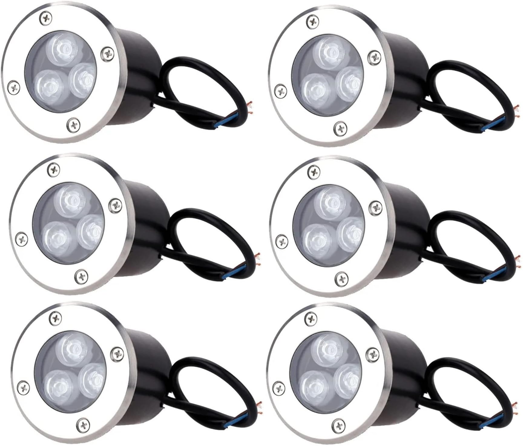 6 pezzi Faretto a led segnapasso calpestabile da esterno viali sentieri giardino pavimento IP65 da incasso a terra luce fredda 6500k - 220V (3 watt (10 x 8,5 cm))