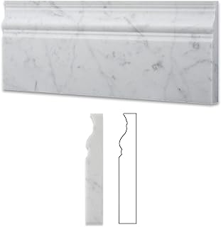 Italian Carrara White Marble Polished 5 X 12 Baseboard - Box of 5 Pcs.