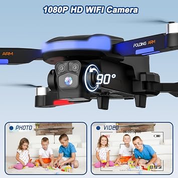 Drone with Camera for Kids, 1080P HD FPV Foldable Drones for Beginners, Brushless Motor Drone with Carrying Case, Long Flight Time, One Key Take Off/Land, Altitude Hold, 360 Flip, Obstacle Avoidance
