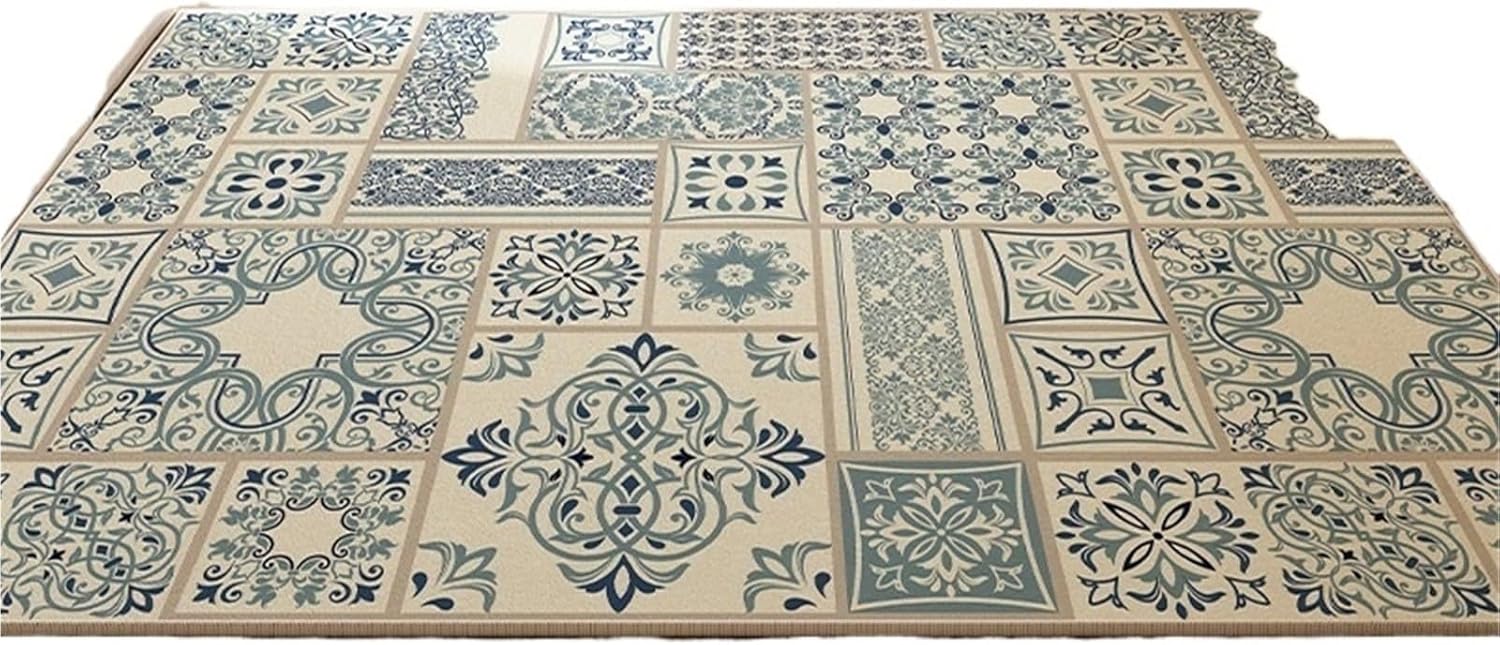 Rug for Kitchen Waterproof Floor PU Leather Non-Slip Carpet Large Carpets Retro Classic Pattern Home Decoration Rugs for Kitchen, Floor, Office(Color 9,1pc 160x230cm)