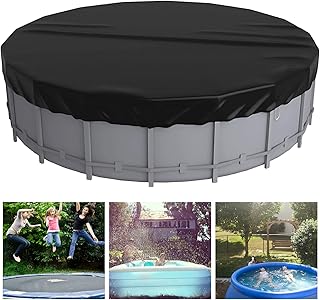 10 Ft Round Pool Cover, Solar Pool Cover for Above Ground Pools, with Drain Holes and Tie-Down Ropes, for PVC Pool Covers, and Other Above Ground Swimming Pools (10 FT)