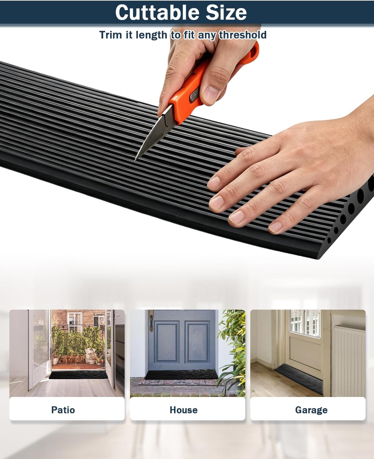 1” Rise Rubber Threshold Ramps for Doorway, 35.5" Wheelchair Ramp for Home