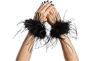LVCOMEFF Women Ostrich Feather Bracelet Wrist Cuffs Furry: Luxurious Accessorize
