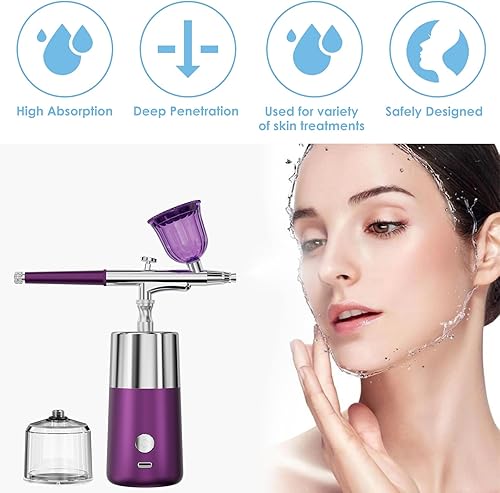 Miniatura 3 de Rhinowisdom Kit de aerógrafo de maquillaje con compresor de aire, cepillo de aire inalámbrico portátil recargable para maquillaje, incluye 2 tazas,