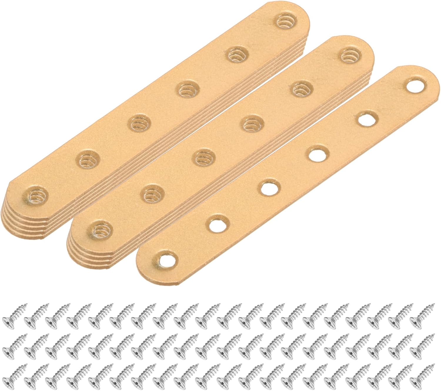 10-Pack Flat Straight Brackets, 4.53 x 0.71 Inch Flat Bracket Mending for Wood Furniture/ Timber PC Case Holder, Plate Furniture Brace [Gold]