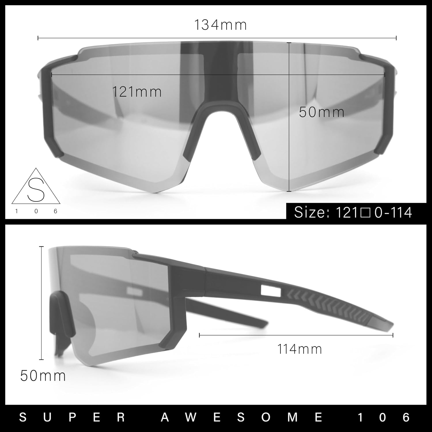 SA106 Boys Color Mirror 90s Shield Rimless Wrap Sport Plastic Sunglasses