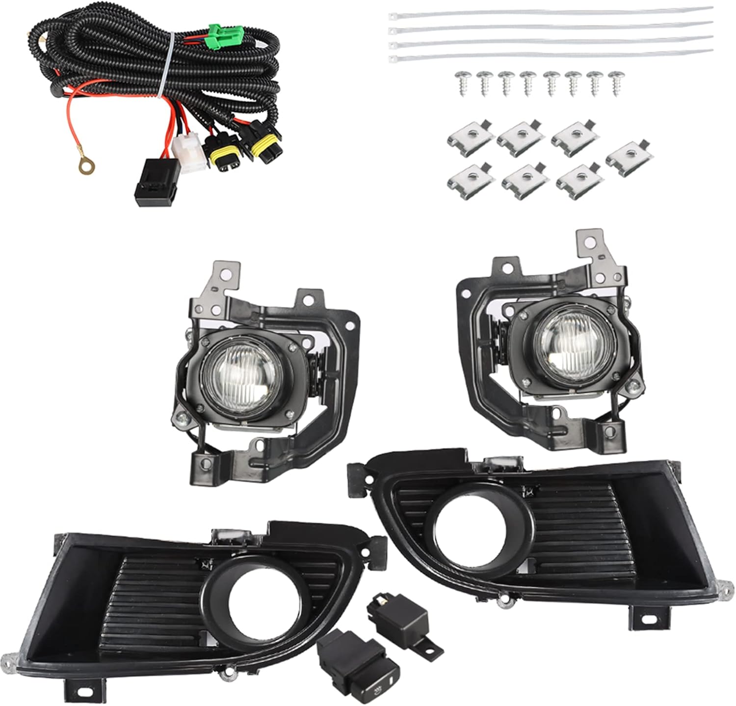 WFLNHB Left & Right Fog Lights Repalcement for Mitsubishi Lancer 2004-2005 Fog Light Clear w/Wiring Kit MN161942 MN161941