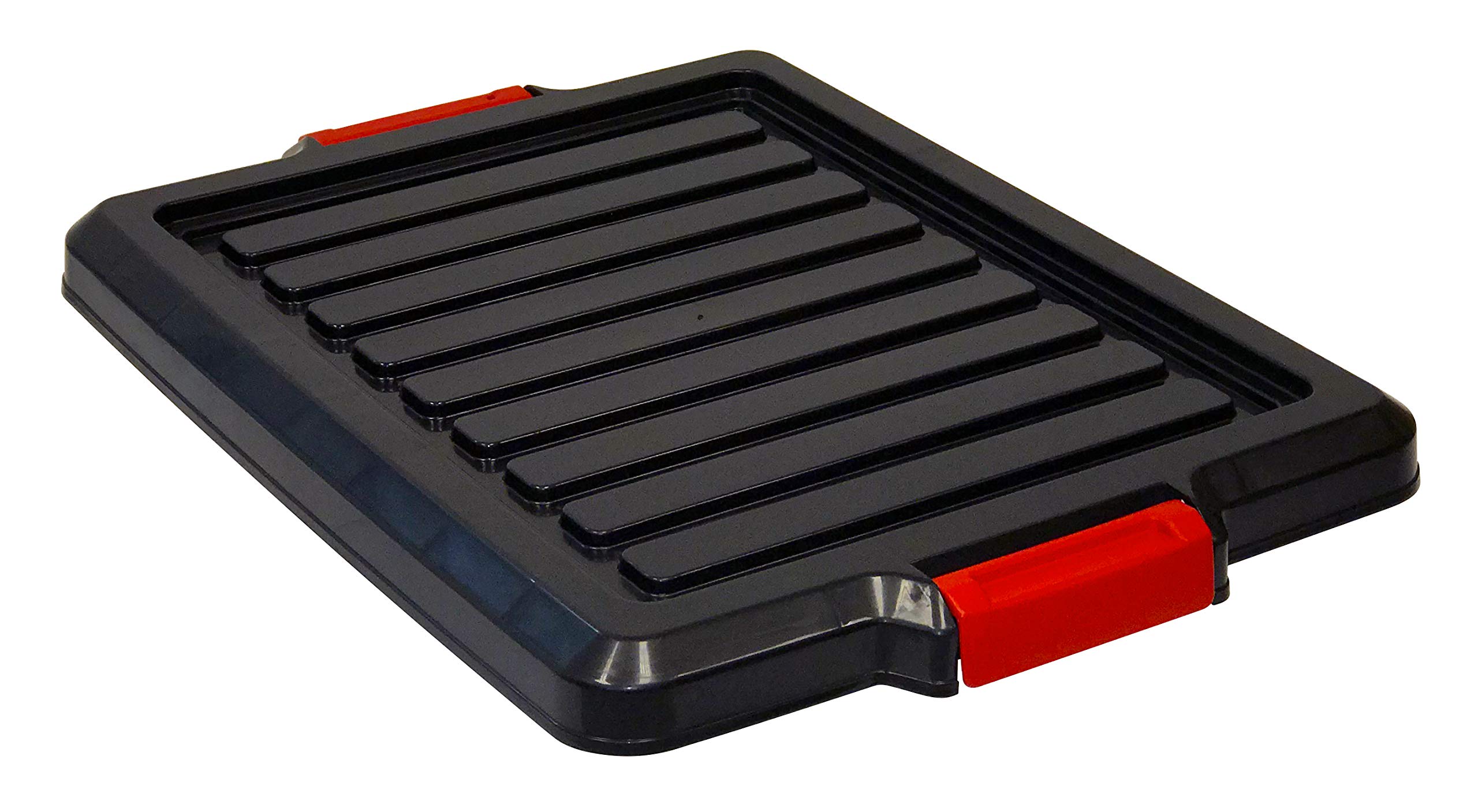 Quantum Storage Black Plastic Storage Container Bin Lid (Pack of 6) by QUANTUM STORAGE SYSTEMS – 19"Lx15"Wx2"H, Polypropylene, Black, Pack of 6, Model LID1915BK