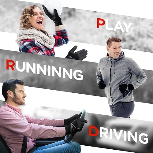Miniatura 7 de Guantes térmicos para hombres y mujeres, guantes de invierno resistentes al viento antideslizantes para pantalla táctil, guantes de correr para