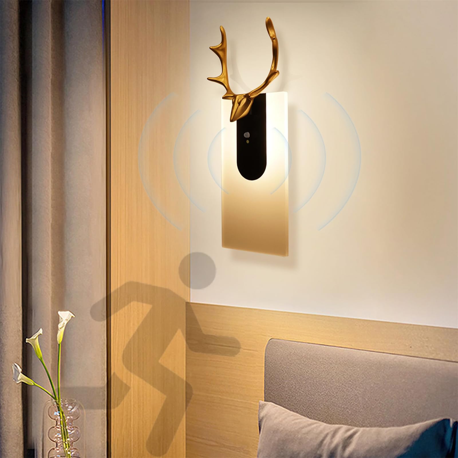 Luz de pared con interruptor para dormitorio y pasillos sin instalación 8
