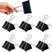 Jumbo Binder Clips 6 Pack, 3 Inch Extra Large Binder Clips Heavy Duty, Big Metal Paper Clamps Black for Thick Documents, Office Supplies, Architects, Legal Files, Chip Bag Sealer, Drawing Board Clip