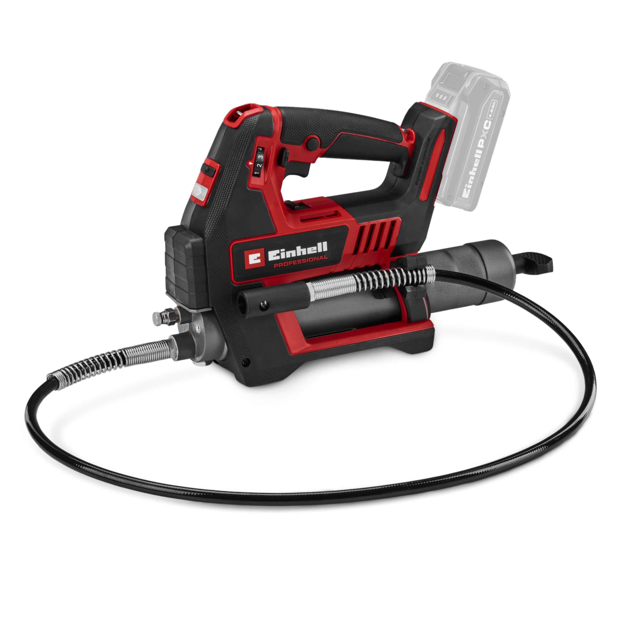 Pompe à graisse sans fil Einhell Professional TP-GR 18/690 Li-Solo | PXC | 18 V | max. 690 bar/10 000 PSI | débit max. 295 ml/min | régulation de la quantité de graisse | 2 vitesses | sans fil
