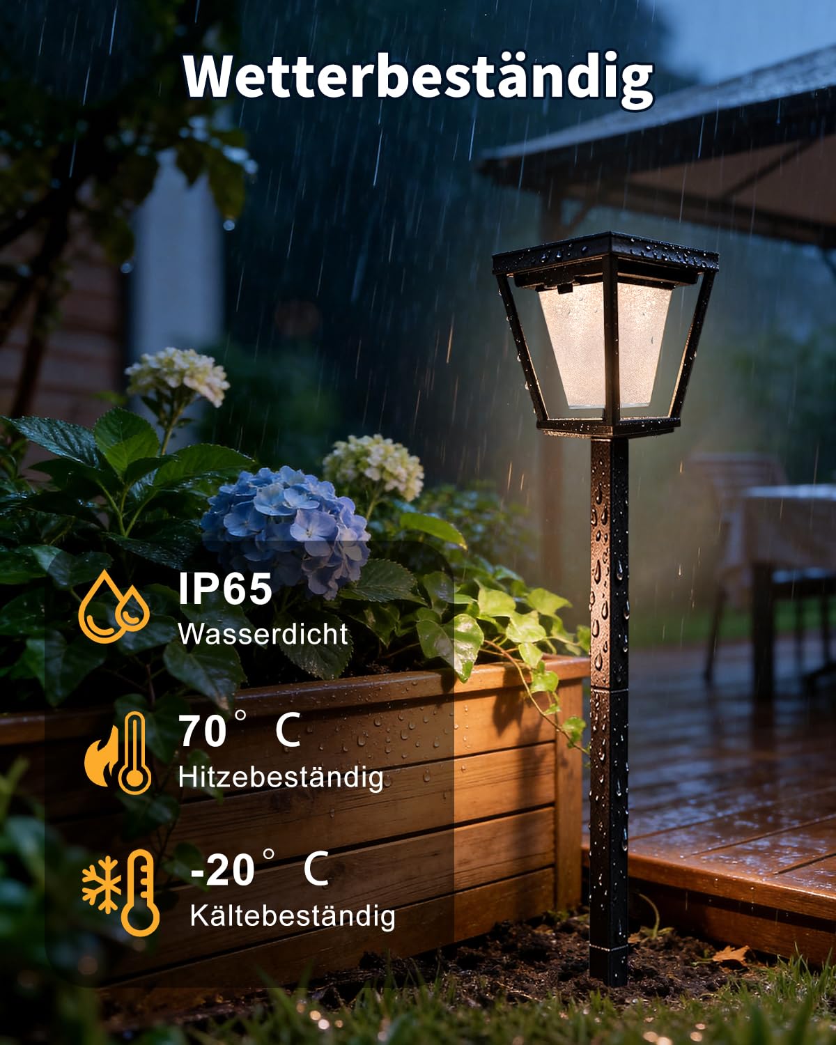 BRIMAX 4er Solarleuchten Außen Erdspieß 3000K/6000K | IP65 wasserdicht, Auto Ein/Aus, Gartenleuchte für Gartenweg Terrasse Rasen