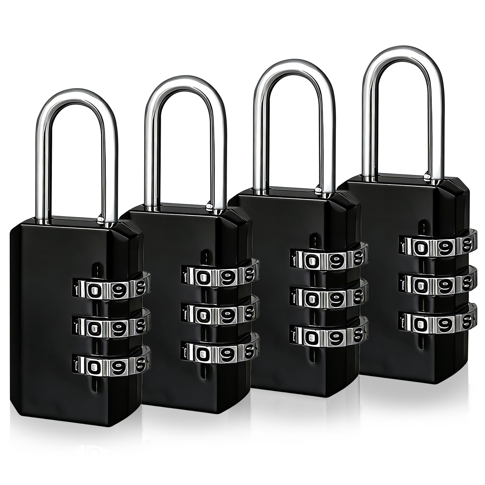 4 Pack Combination Padlock,Small Shed Locks,3-Digit Padlocks with Code