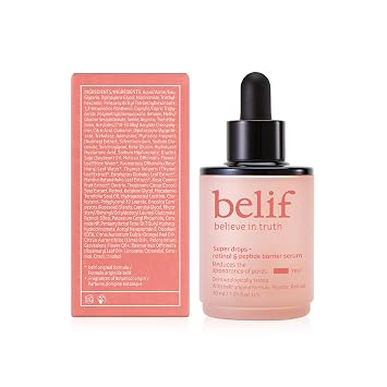 belif Retinol & Peptide Super Drops Serum Anti-Aging Skin Booster and Pore Minimizer with Hyaluronic Acid for Firming, Smoothing & Repair, Korean Skincare for All Skin Types, 1.01 fl oz