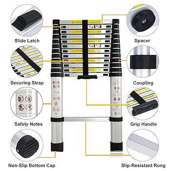 Telescopic Ladder Aluminum Extension Telescoping Ladder EN131 Standard Attic Collapsible Ladder Adjustable Height Easy Carry Roofing Business Househo E6e87401 Dea8 4f46 Bee0 3efc1c40db8d.c486413d58d0d0d28e8f80af57249129