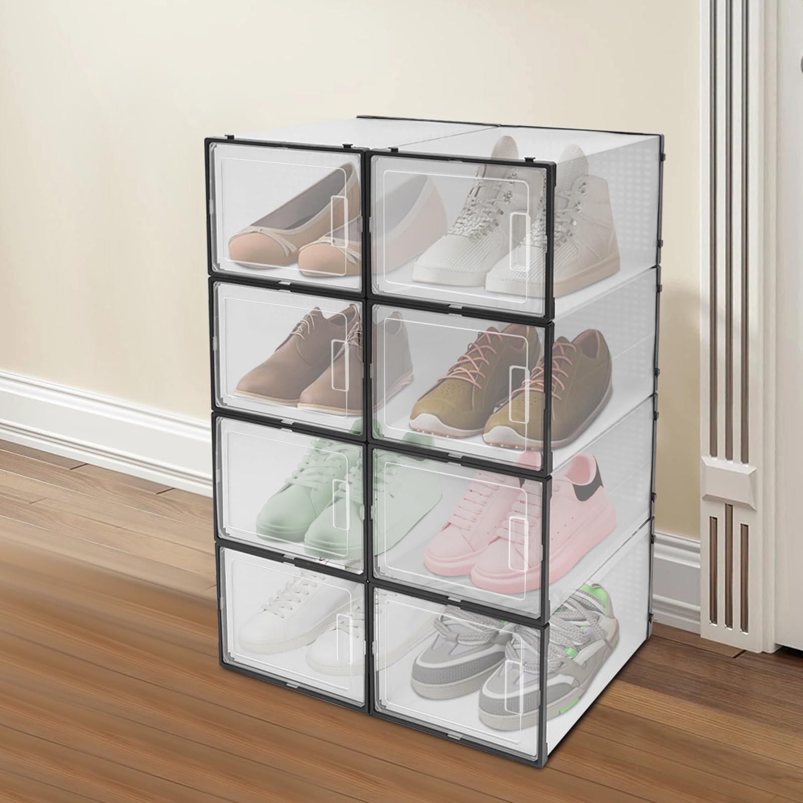 Cajas de zapatos 8 unidades armario de almacenamiento de zapatos 37 x 26 x 20 cm (tamaño de cada caja de zapatos) Zapatero para armario