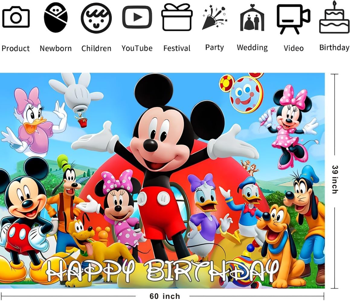 Wall Decor Backdrop for Birthday Decorations Birthday Banner for Kids Party Supplies (5x3ft)