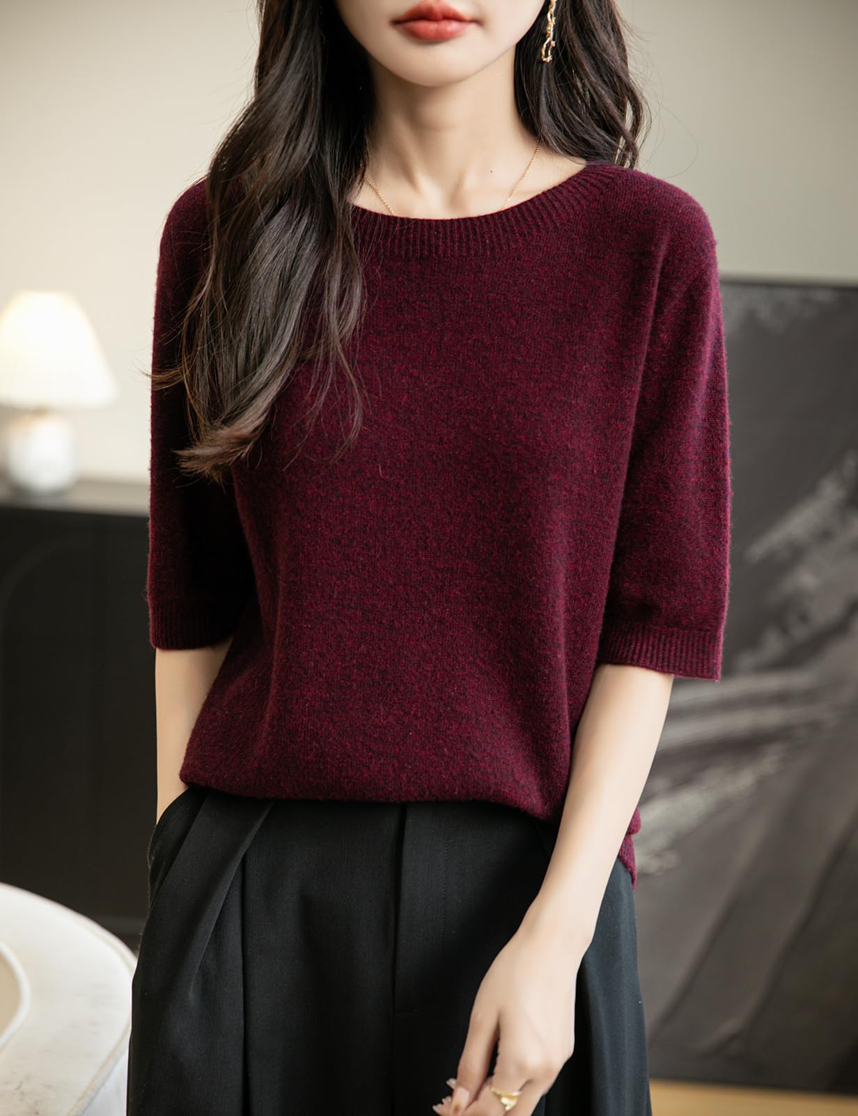 Chanyarn Damen 100% Merinowolle Kurzarm Pullover 2025 Frühjahr Sommer Winter Rundhals Weich Nahtloser Strickpullover Sweatshirt