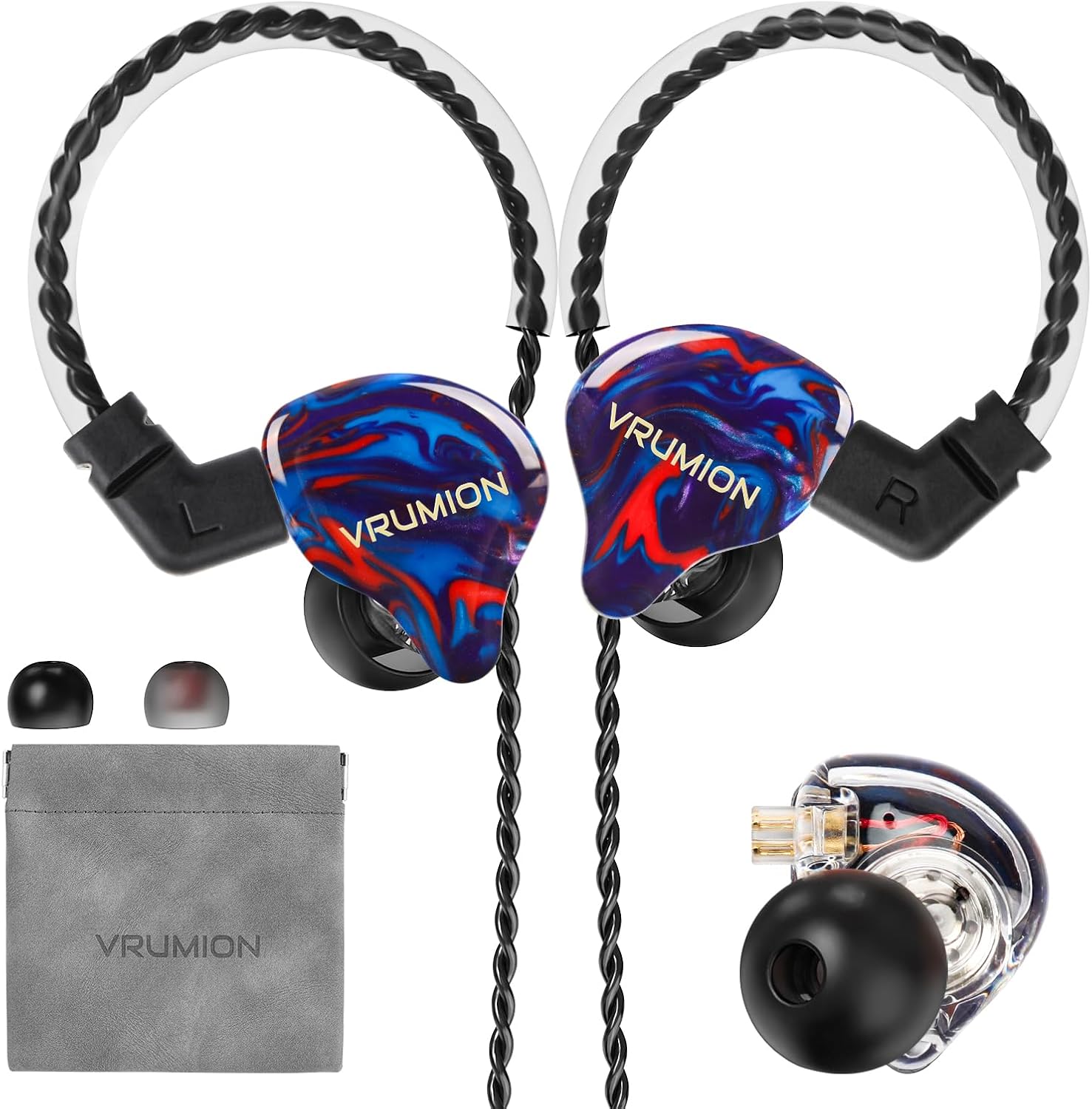 IEM HiFi,Gaming Earbuds,1DD HiFi Earbuds Wired,Featuring Bass Tones,IEM Headphones Suitable for in Ear Monitors for Musicians and Stage Drummers,Suitable for Electronic,Jazz,and More(MICLESS)