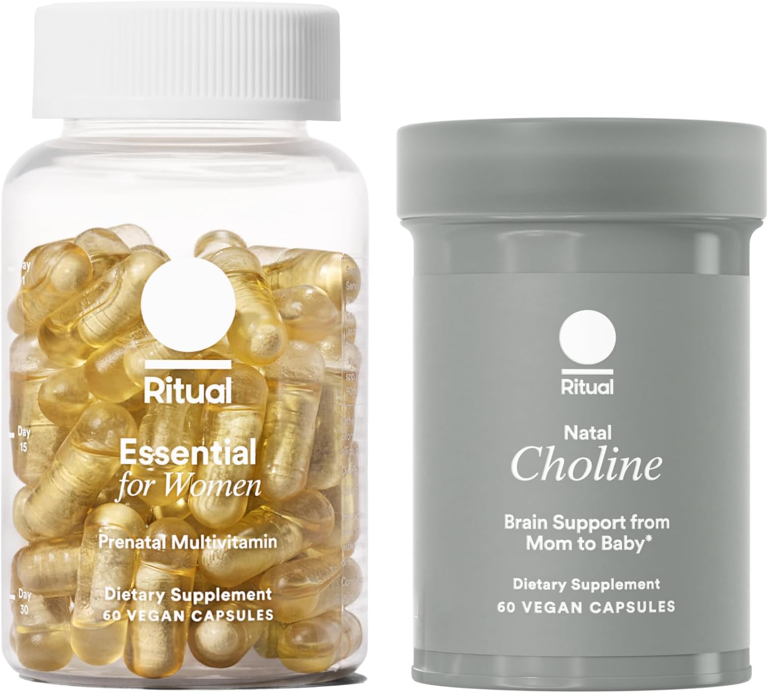 Mom-to-Baby Set with Prenatal Vitamins and Natal Choline Supplements, Supports Pregnancy, Baby's Cognitive Function, Fetal Brain Development, 30 Day Supply