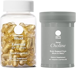 Mom-to-Baby Set with Prenatal Vitamins and Natal Choline Supplements, Supports Pregnancy, Baby's Cognitive Function, Fetal Brain Development, 30 Day Supply