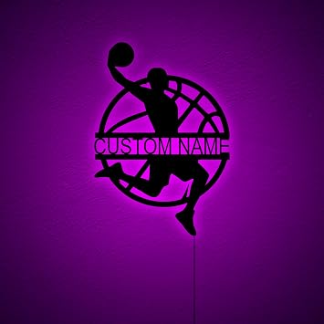 Custom Basketball Wall Decor, Personalized Basketball Sport Sign, Basketball Player Name Sign, Basketball Led Light, Gifts for Basketball Player, Birthday Xmas Christmas Gifts, RGB 16 Colors Changing