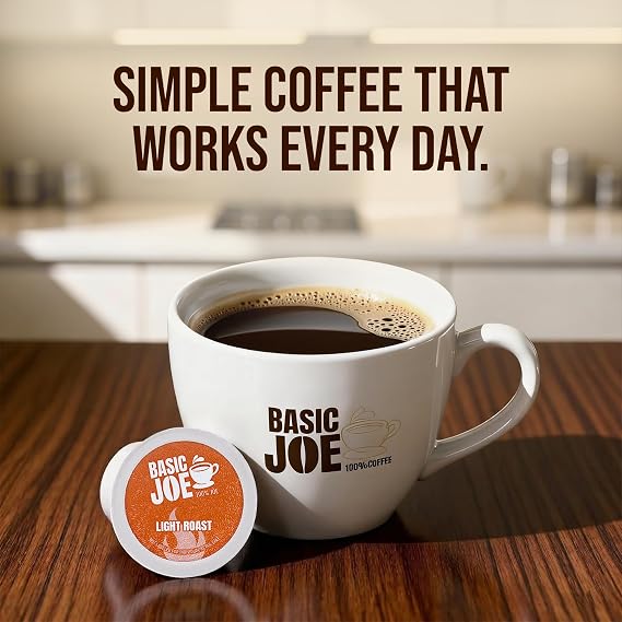 Basic Joe Coffee Pods, Light Roast, 80 Count K-Cup, 100% Arabica