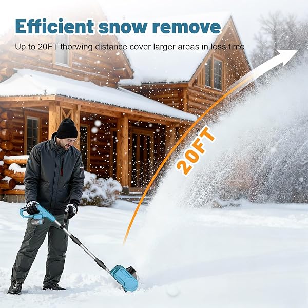 Lmozim Fraise a Neige sans Fil Chasse Neige a Batterie Pelle a Neige Electrique Poignée Réglable 28cm Largeur de Travail 6M Distance de Projection avec 2 Batteries 3.0Ah pour Patio, Terrasse et Allée - 5