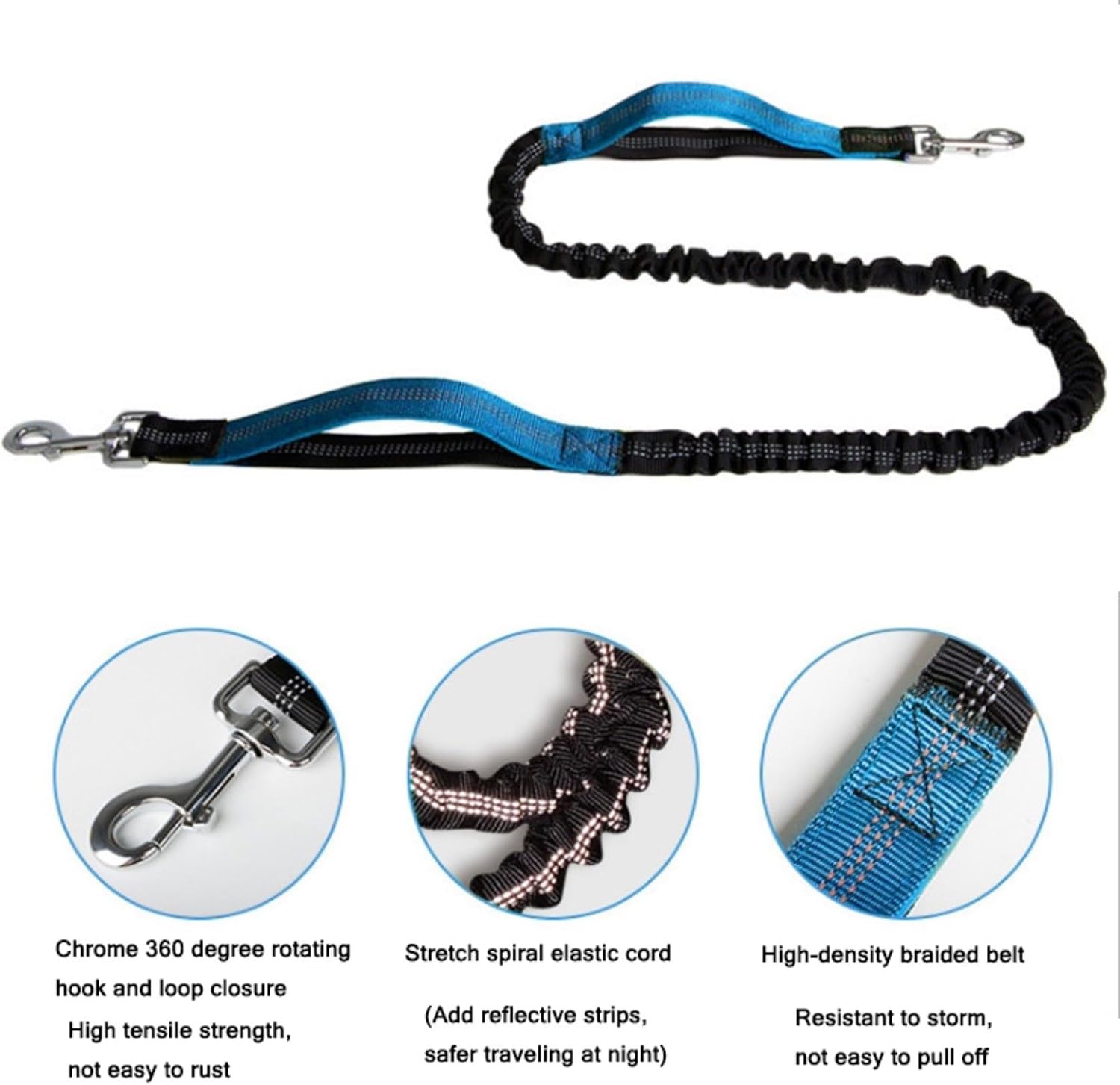 Hands Free Dog Leash,Waist Dog Running Leash for Medium to Large Dogs,Retractable Bungee Hands Free Leash for Walking Jogging Training Hiking (Color : Blue)