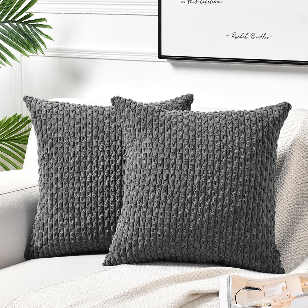 Amazon.com: HAUSSY Dark Grey Throw Pillow Covers 20x20 Inch Set of 2 ...