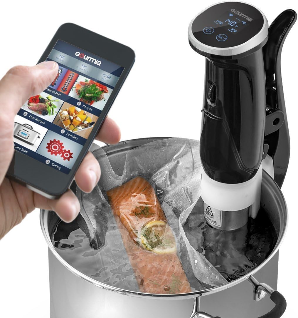 Gourmia GSV150 WiFi Sous Vide Cooker Immersion Pod - 3rd Generation - Powerful & Accurate - App Controlled -1200W - Black - ETL Listed - Free Recipe Book