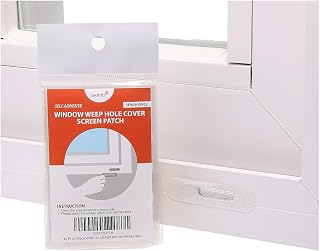 Window Screen Door Repair Kit Fiberglass Cloth Mesh Patch Extra Strong Self Adhesive Waterproof - Weep Hole Cover 50pcs White